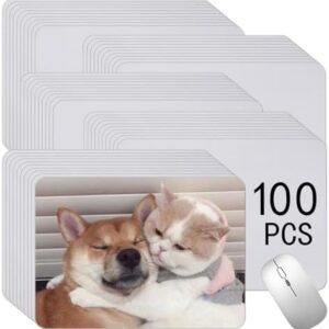 100 PCS White Mouse Pad for Heat Transfer, Bulk Mousepad for Heat Press Printing Crafts Custom Photos Non Slip Bottom 24x20x0.2CM
