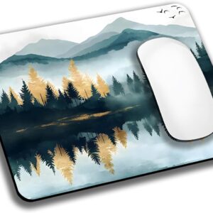 Aesthetics Misty Forest Mountain Mouse Pads for Desk, Portable Wireless Computer Mouse pad Small Design with Women, Non-Slip Rubber Base Laptop Mousepad 9.5" x 7.9" Smooth Surface for Office & Travel