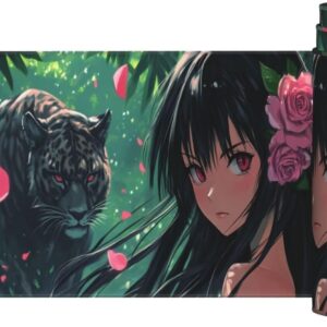 Anime Mouse Pad Leopard Desk Mat,Large Mouse Pad 39.4x19.7 Inch,XXL Mousepad with Non-Slip Rubber Base,Waterproof Computer Keyboard Mat with Stitched Edges,Gaming Mousepad for Home Office Decor Q454