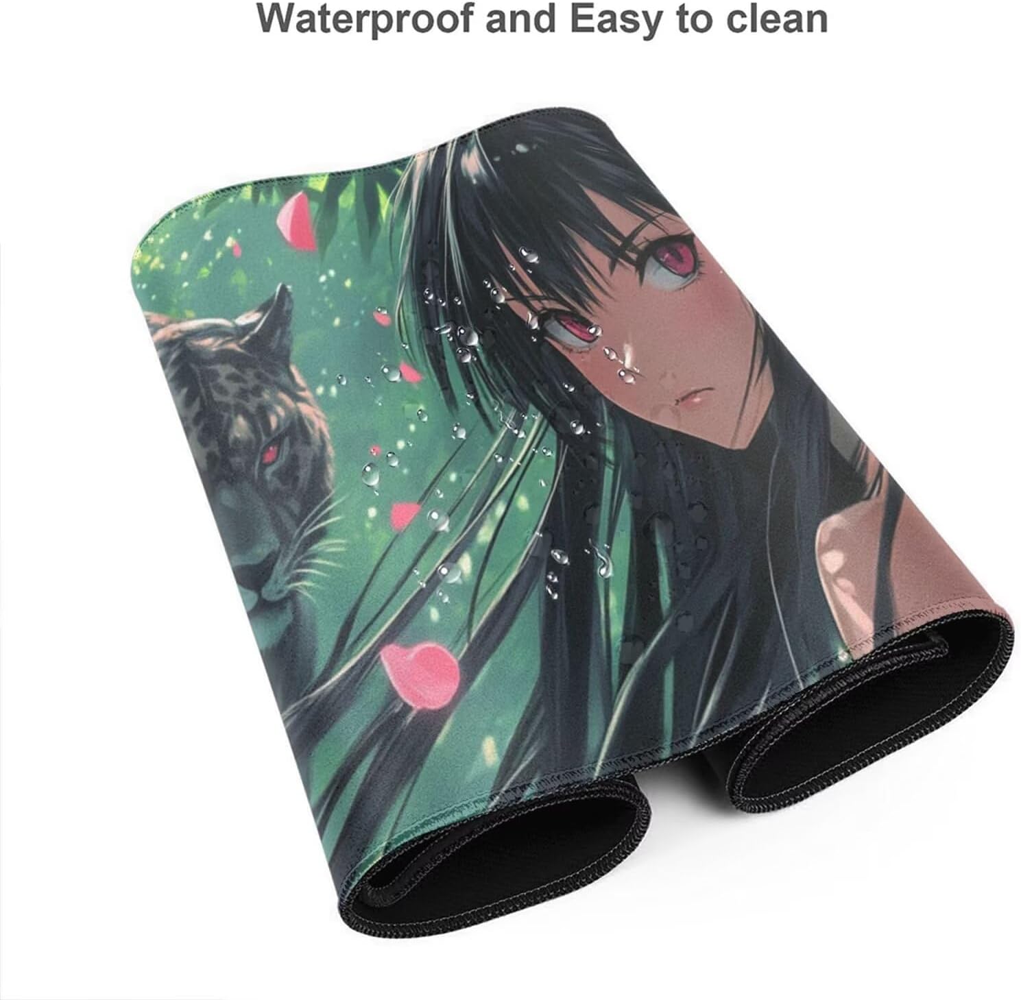 Anime Mouse Pad Leopard Desk Mat,Large Mouse Pad 39.4x19.7 Inch,XXL Mousepad with Non-Slip Rubber Base,Waterproof Computer Keyboard Mat with Stitched Edges,Gaming Mousepad for Home Office Decor Q454 - Image 5