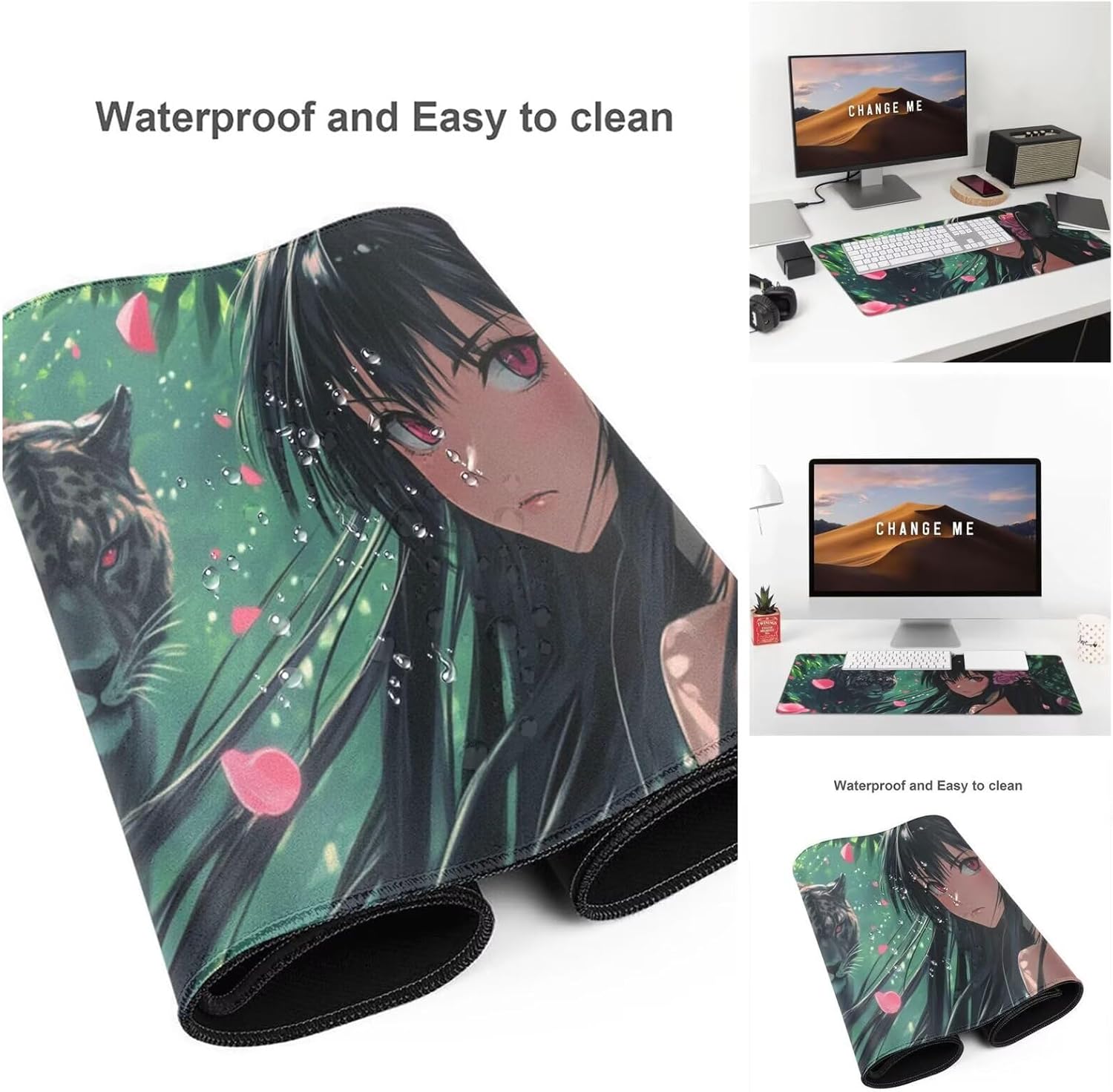 Anime Mouse Pad Leopard Desk Mat,Large Mouse Pad 39.4x19.7 Inch,XXL Mousepad with Non-Slip Rubber Base,Waterproof Computer Keyboard Mat with Stitched Edges,Gaming Mousepad for Home Office Decor Q454 - Image 6
