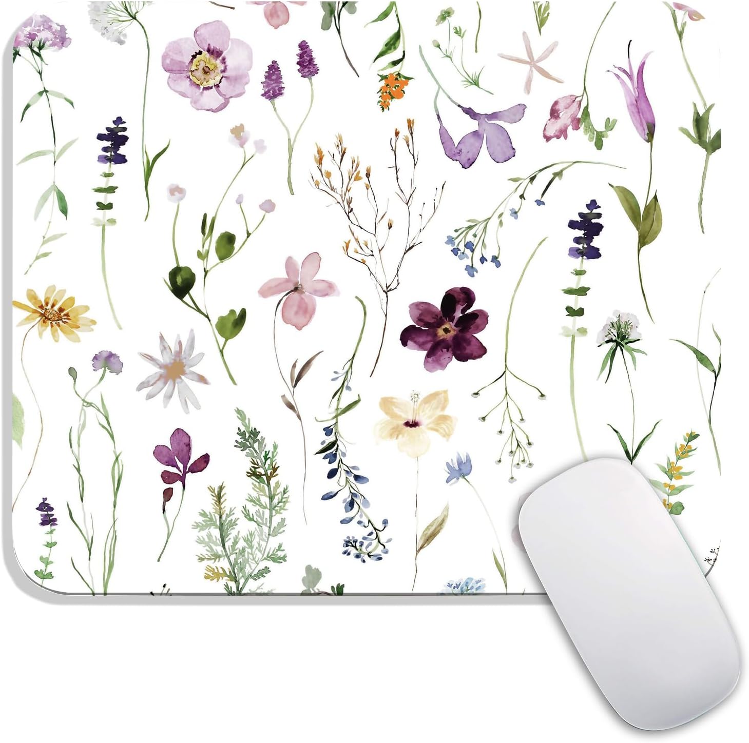 Armanza Square Mouse Pad Beautiful Flowers Plants, Personalized Premium-Textured Custom Mouse Mat Design, Washable Mousepad Cloth, Non-Slip Rubber Base Computer Mouse Pads for Wireless Mouse