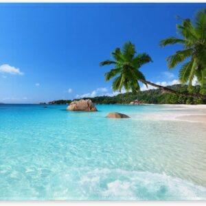 Auhoahsil Mouse Pad, 12 x 10 in Summer Beach Theme Computer Mouse Pad for Desk, Premium-Textured Non-Slip Rubber Stitched Edges Waterproof Square Gaming Mouse Mat for Gaming Work Wireless Mice, Blue