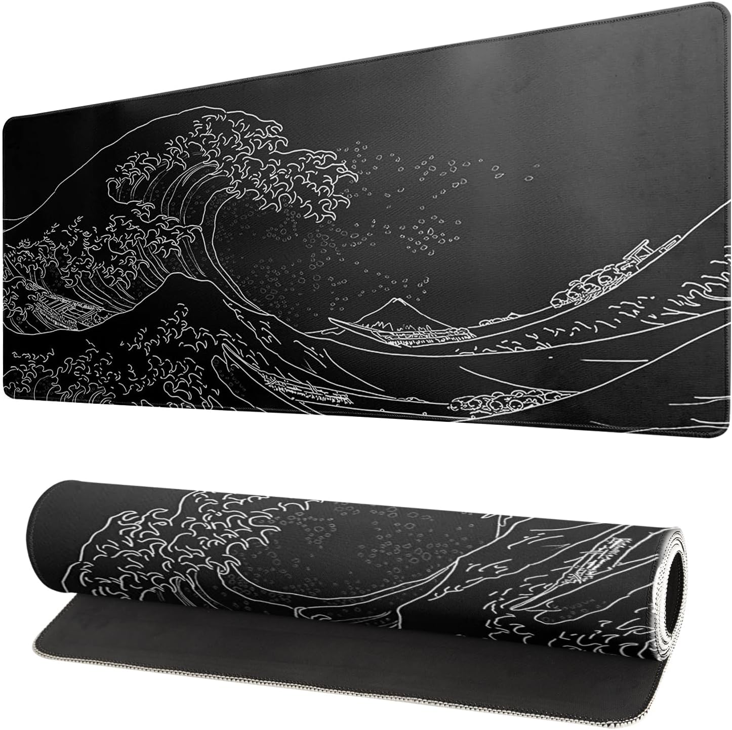 Black and White Japanese Cherry Blossom Gaming Mouse Pad Sakura Death Life Flower Mat 31.5x11.8 Inch Texture Non-Slip Rubber Base Mousepad Stitched Edges Keyboard Desk Pad for Office Home Game - Image 17