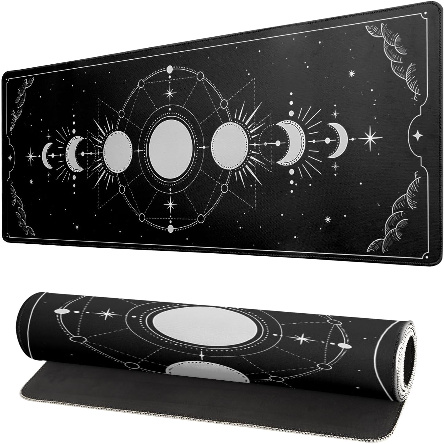 Black and White Japanese Cherry Blossom Gaming Mouse Pad Sakura Death Life Flower Mat 31.5x11.8 Inch Texture Non-Slip Rubber Base Mousepad Stitched Edges Keyboard Desk Pad for Office Home Game - Image 18