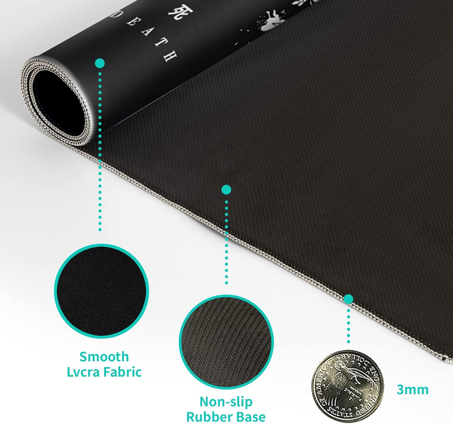 Black and White Japanese Cherry Blossom Gaming Mouse Pad Sakura Death Life Flower Mat 31.5x11.8 Inch Texture Non-Slip Rubber Base Mousepad Stitched Edges Keyboard Desk Pad for Office Home Game - Image 8