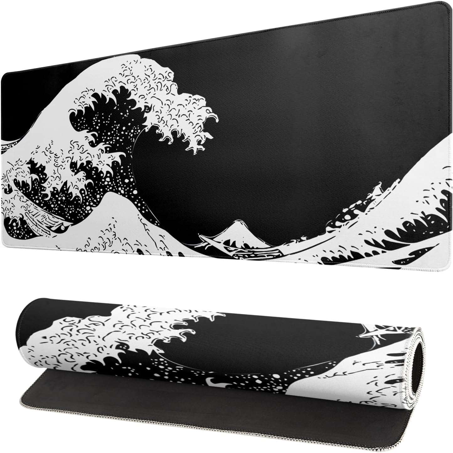 Black and White Japanese Cherry Blossom Gaming Mouse Pad Sakura Death Life Flower Mat 31.5x11.8 Inch Texture Non-Slip Rubber Base Mousepad Stitched Edges Keyboard Desk Pad for Office Home Game - Image 26
