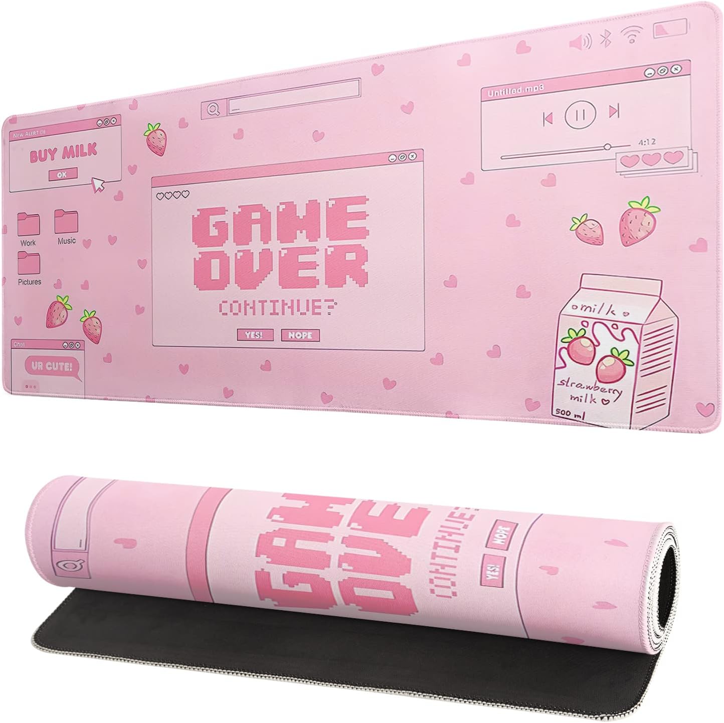 Black and White Japanese Cherry Blossom Gaming Mouse Pad Sakura Death Life Flower Mat 31.5x11.8 Inch Texture Non-Slip Rubber Base Mousepad Stitched Edges Keyboard Desk Pad for Office Home Game - Image 30