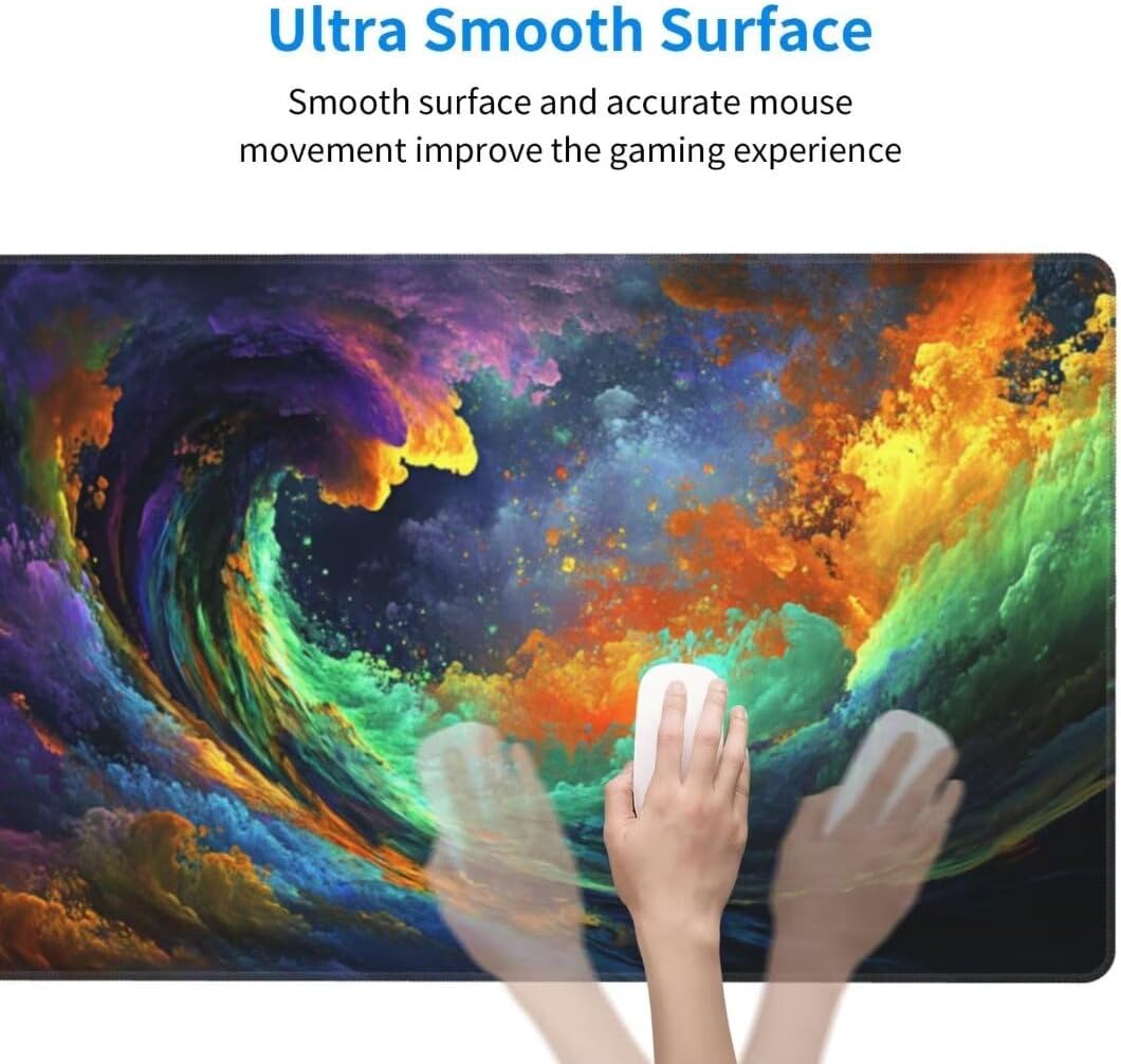 Colourful Mouse Pad Desk Pad,Mouse Pad Large Desk Mat with Stitched Edges,XXL Mousepad with Non-Slip Rubber Base,Computer Keyboard Pad Waterproof Gaming Mouse Pad Clouds Desk Pad 47.2x23.6 Inch gq125 - Image 5