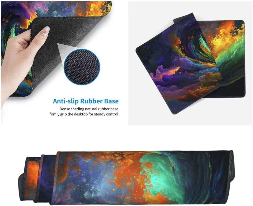 Colourful Mouse Pad Desk Pad,Mouse Pad Large Desk Mat with Stitched Edges,XXL Mousepad with Non-Slip Rubber Base,Computer Keyboard Pad Waterproof Gaming Mouse Pad Clouds Desk Pad 47.2x23.6 Inch gq125 - Image 3