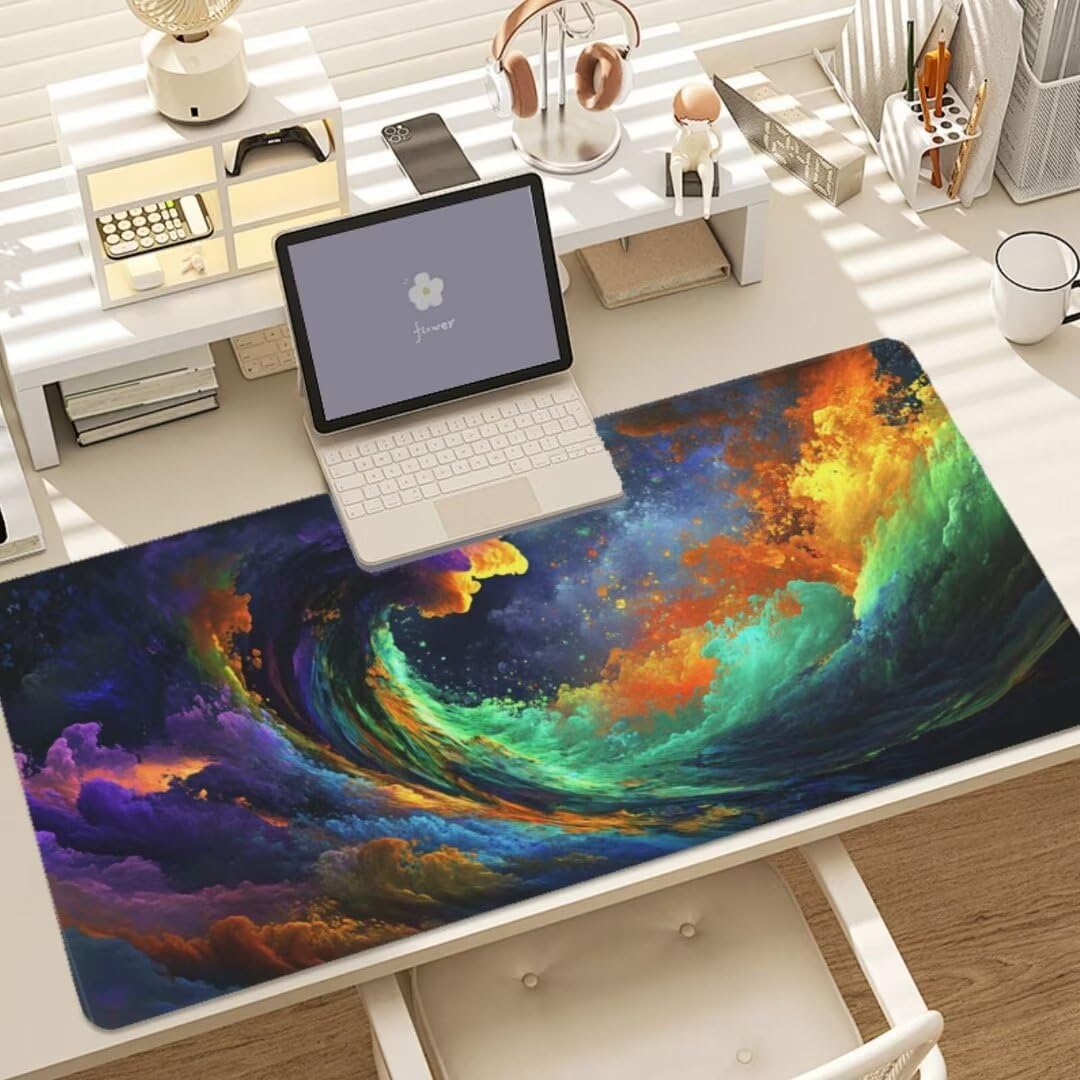 Colourful Mouse Pad Desk Pad,Mouse Pad Large Desk Mat with Stitched Edges,XXL Mousepad with Non-Slip Rubber Base,Computer Keyboard Pad Waterproof Gaming Mouse Pad Clouds Desk Pad 47.2x23.6 Inch gq125 - Image 7