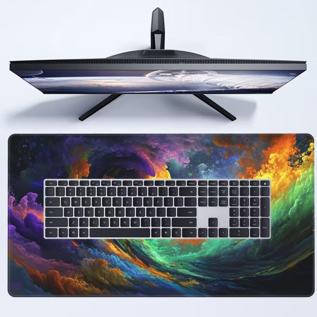 Colourful Mouse Pad Desk Pad,Mouse Pad Large Desk Mat with Stitched Edges,XXL Mousepad with Non-Slip Rubber Base,Computer Keyboard Pad Waterproof Gaming Mouse Pad Clouds Desk Pad 47.2x23.6 Inch gq125 - Image 4