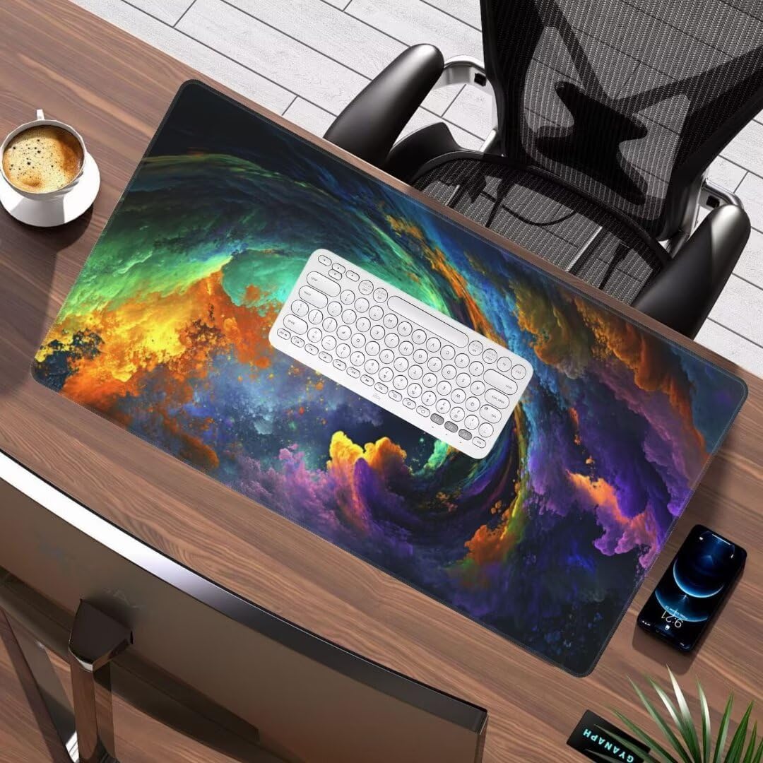 Colourful Mouse Pad Desk Pad,Mouse Pad Large Desk Mat with Stitched Edges,XXL Mousepad with Non-Slip Rubber Base,Computer Keyboard Pad Waterproof Gaming Mouse Pad Clouds Desk Pad 47.2x23.6 Inch gq125 - Image 2