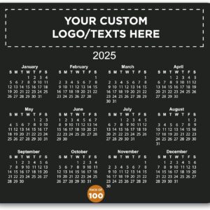 Custom Horizontal Calendar Mouse Pads Set of 100, Personalized Bulk Pack - Great Gift for Employees, Clients, and for Tradeshows - Black