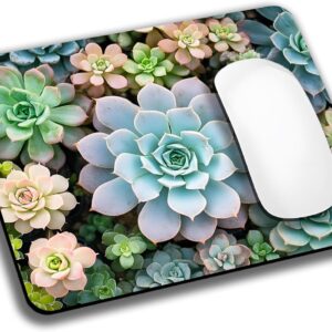 Cute Succulent Plants Mouse Pads for Desk, Portable Wireless Computer Mouse pad Small Design with Women, Non-Slip Rubber Base Laptop Mousepad 9.5" x 7.9" Smooth Surface for Office & Travel