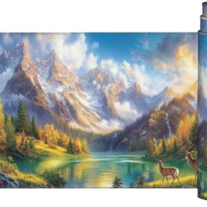 Deer Mouse Pad Christmas Desk Mat, Large Mouse Pad 39.4x19.7 inch, XXL Mousepad with Non-Slip Rubber Base, Waterproof Computer Keyboard Mat with Stitched Edges, Gaming Mousepad for Office Decor Q1104