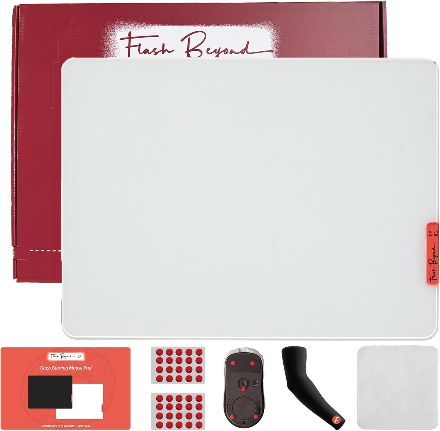 Flash Beyond Glass Gaming Mouse Pad | Ultra-Smooth Precision Surface with Non-Slip Base | Includes Cooling Wrist Sleeve & Extra Skated | Black, 15.7\u201D × 11.8\u201D - Image 9