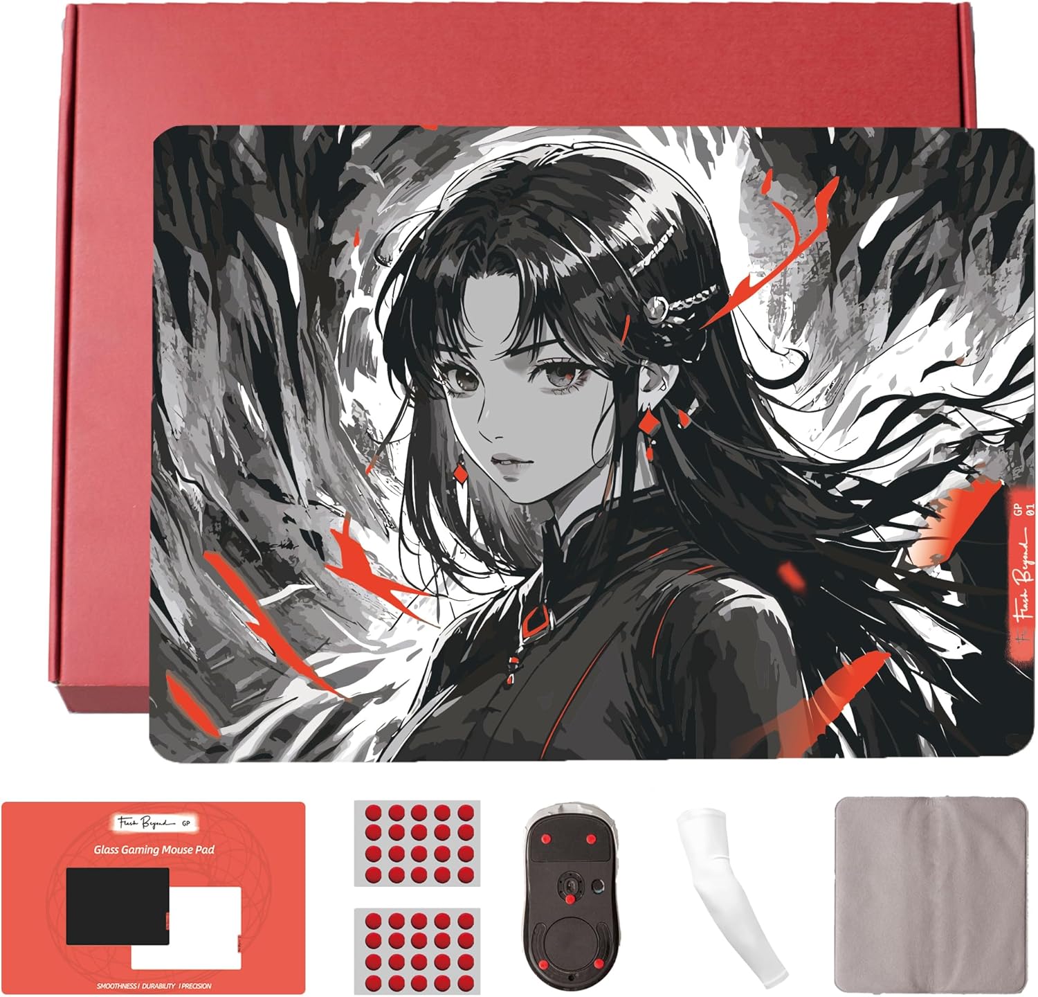 Flash Beyond Glass Gaming Mouse Pad | Ultra-Smooth Precision Surface with Non-Slip Base | Includes Cooling Wrist Sleeve & Extra Skated | Black, 15.7\u201D × 11.8\u201D - Image 10