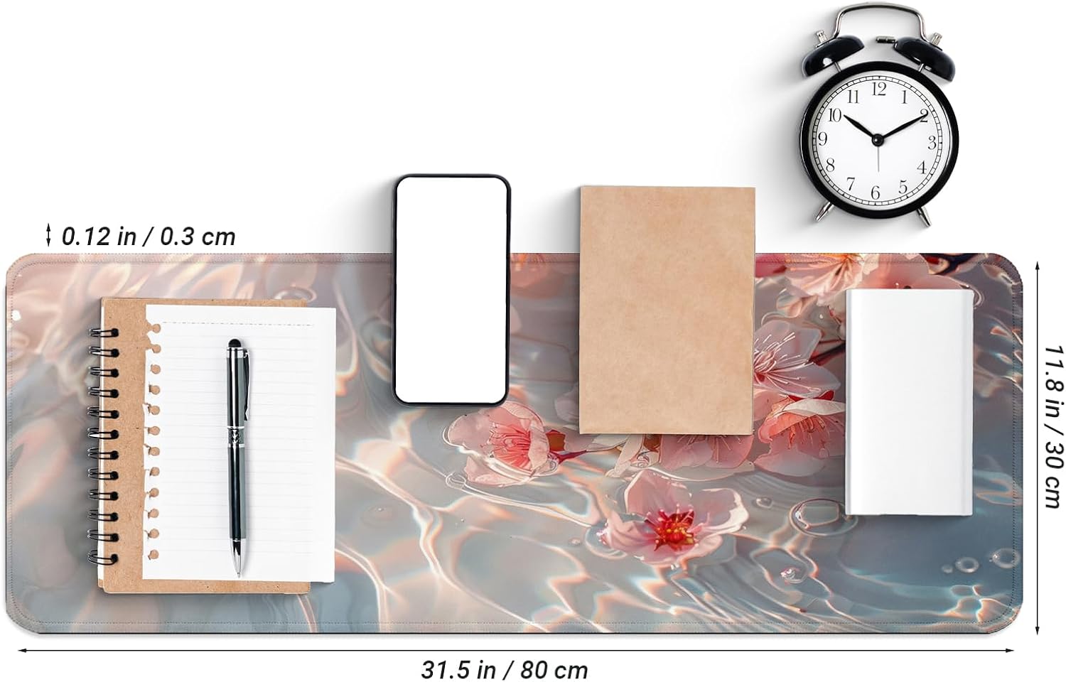 FTSYAD Large Computer Mouse Pad with Non-Slip Base for Desktop, Cute Gaming Mouse Mat with Stitched Edges, Long Extended Anime Mousepad for Laptop, 31.5 x 11.8 inches (Pink Cherry Blossoms) - Image 3