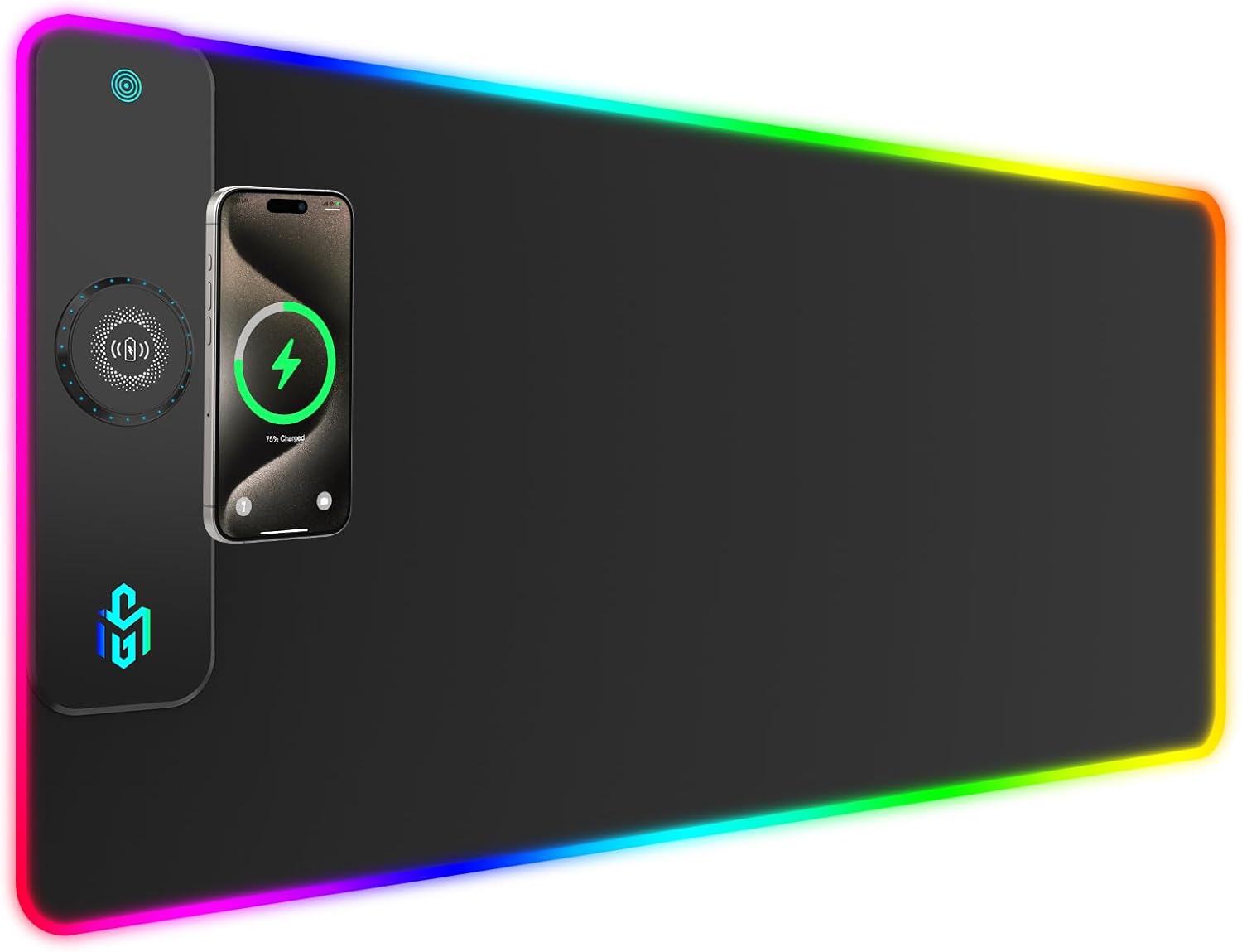 GIM Wireless Charging RGB Gaming Mouse Pad 15W, LED Mouse Mat 900x400x4MM, 10 Light Modes Extra Large Mousepad Non-Slip Rubber Base Computer Keyboard Mat for Gaming, MacBook, PC, Laptop, Desk