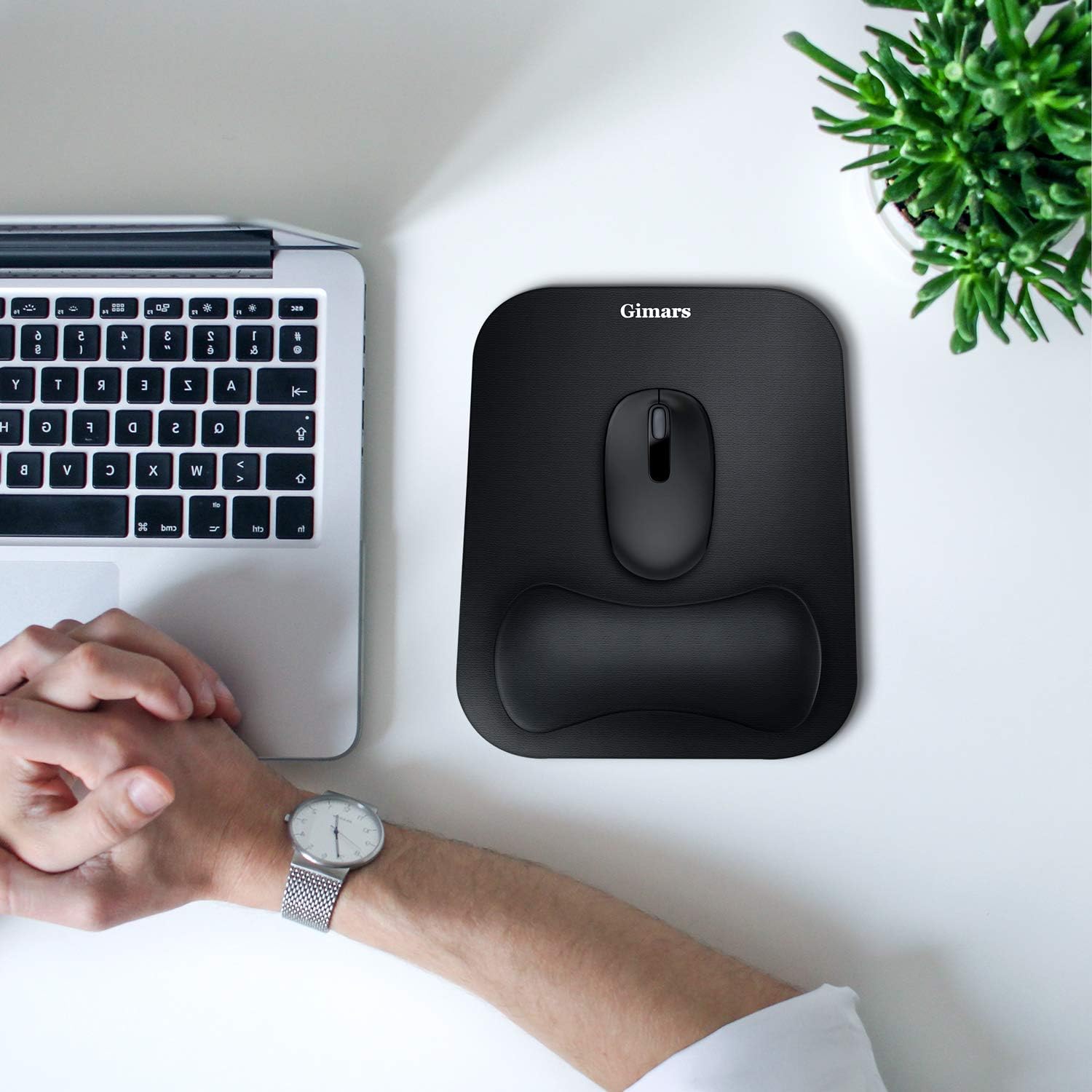 Gimars Mouse Pad with Wrist Rest, Large Smooth Superfine Fibre Memory Foam Ergonomic Mouse Pad, Comfortable Mousepad with Nonslip Base for Pain Relief, Laptop, Computer, Gaming, Office, 11 x 8.26'' - Image 2