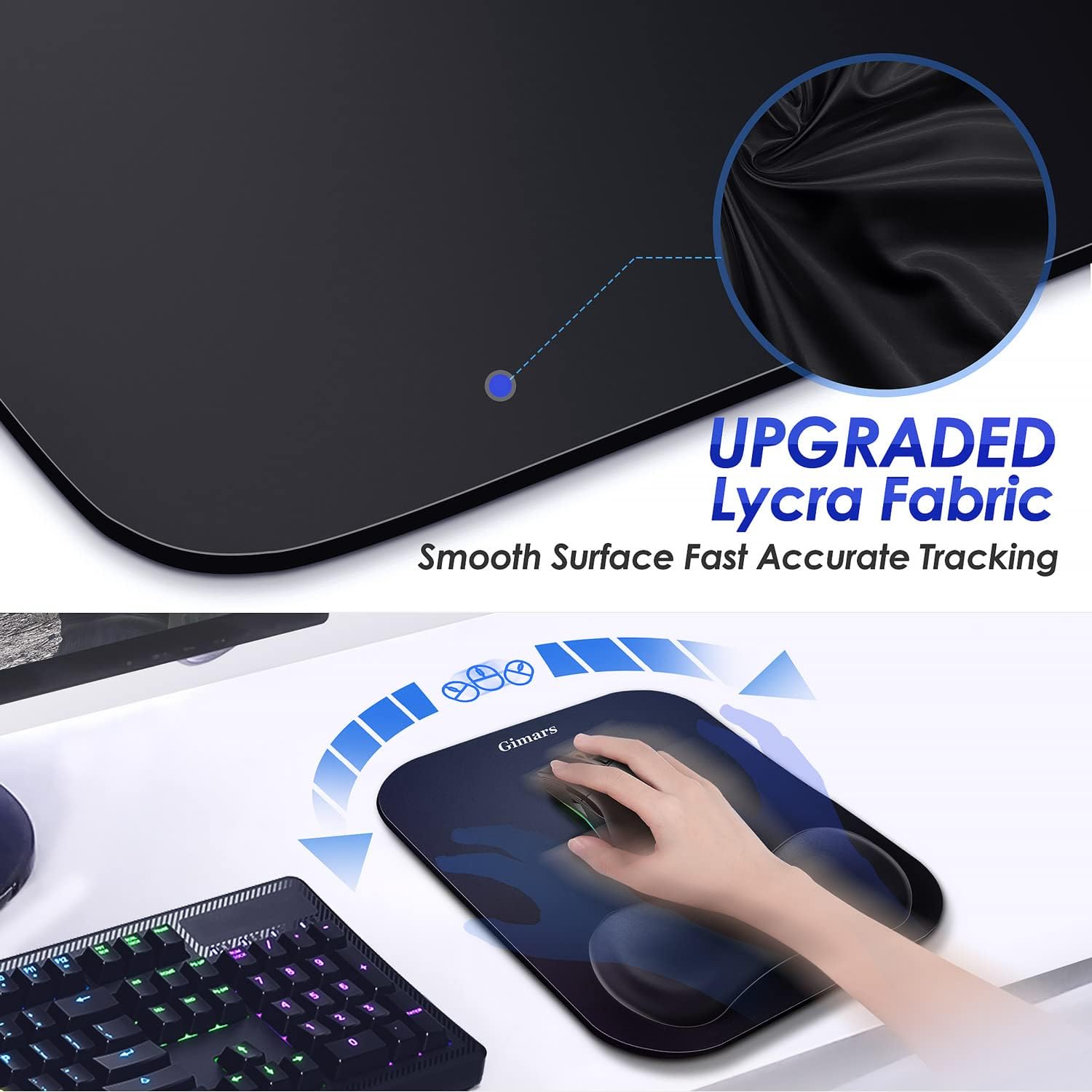 Gimars Mouse Pad with Wrist Rest, Large Smooth Superfine Fibre Memory Foam Ergonomic Mouse Pad, Comfortable Mousepad with Nonslip Base for Pain Relief, Laptop, Computer, Gaming, Office, 11 x 8.26'' - Image 4