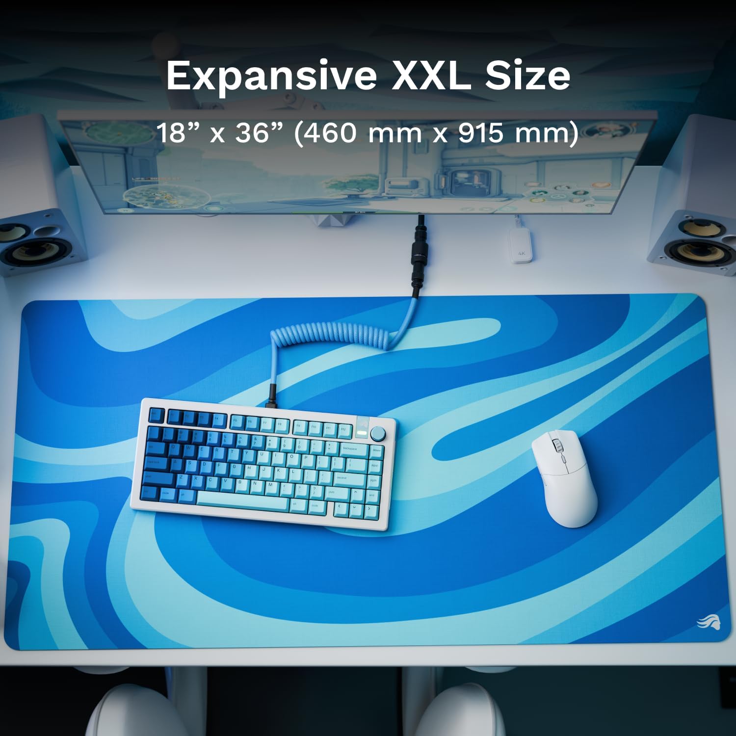Glorious Gaming Mouse Pad GMP 2 - Ocean - XXL - Spill-Proof Mouse Pad, Optimised for Gaming Sensors, Balanced Surface for Speed & Control, Anti-fray Edges - 915mm x 460mm x 3mm - 2XL Desk Mat - Image 6