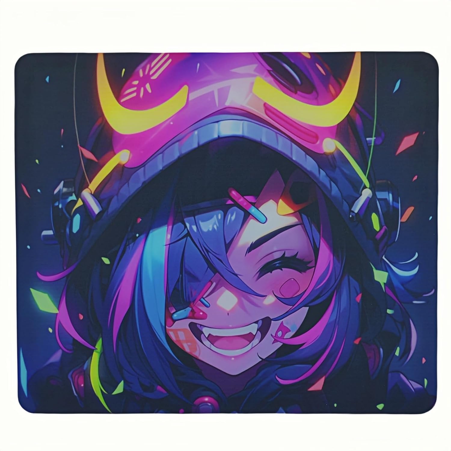 HOUHANG Anime Pattern Electronic Sports Mouse Pad Tempered Glass Surface, (14in*12in) Smooth, Non Slip PU Rubber Back, Stable, is a Wave Mouse pad。 (25883)