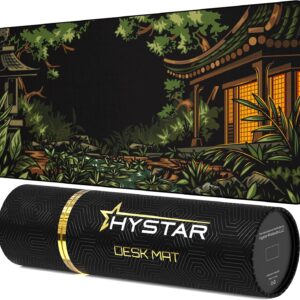 Hystar® Extended Gaming Mouse Pad | 5mm Thick, Waterproof Surface, Smooth Polyester Fabric, and Natural Rubber Base | Midori (XXXL 45" x 20")