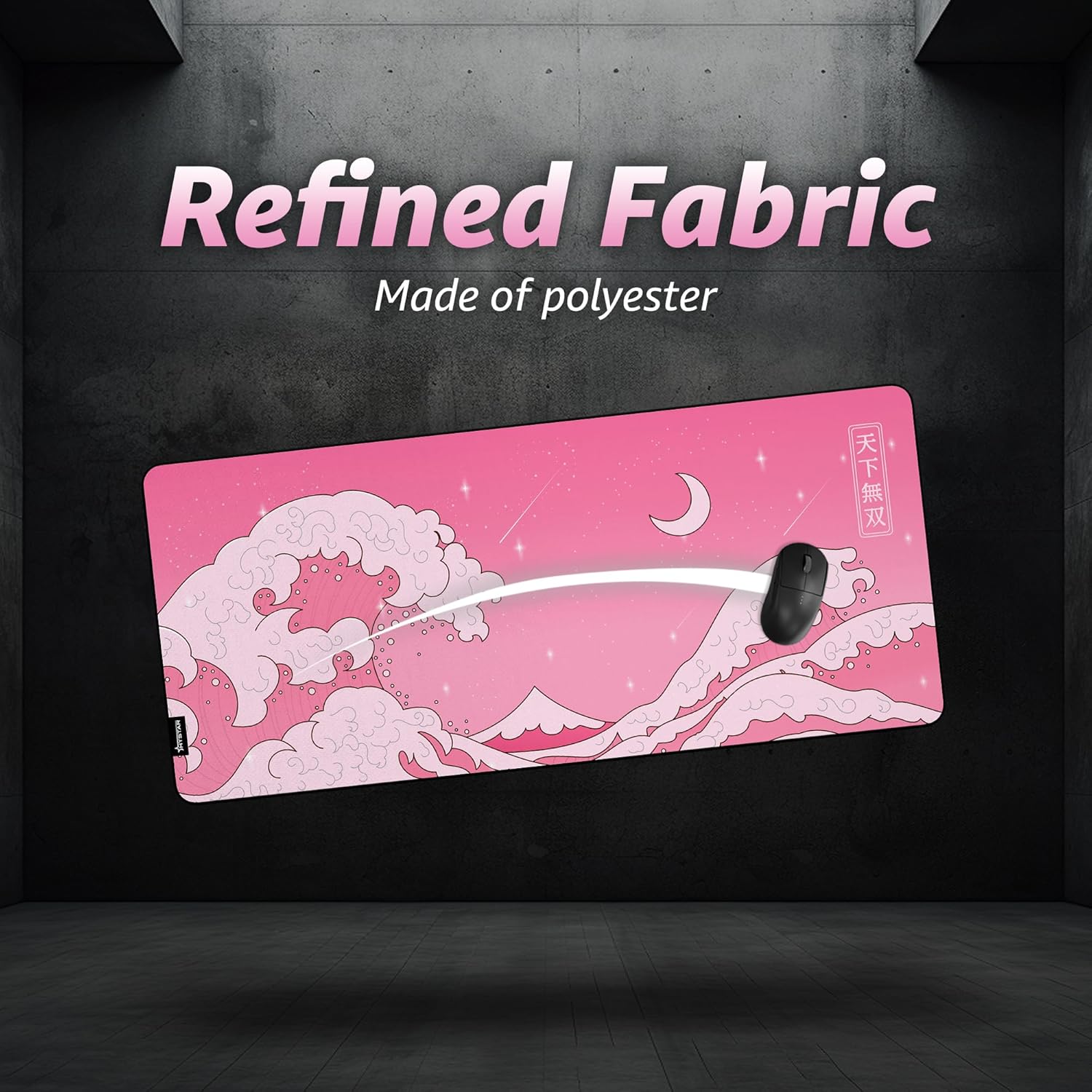 Hystar® Extended Gaming Mouse Pad | XXXL 45" x 20" | 5mm Thick, Waterproof Surface, Smooth Polyester Fabric, and Natural Rubber Base | Kawaii Wave - Image 3