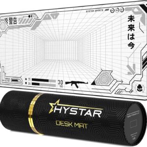 Hystar® Extended Gaming Mouse Pad | XXXL 45" x 20" | 5mm Thick, Waterproof Surface, Smooth Polyester Fabric, and Natural Rubber Base | Mainframe (Light)