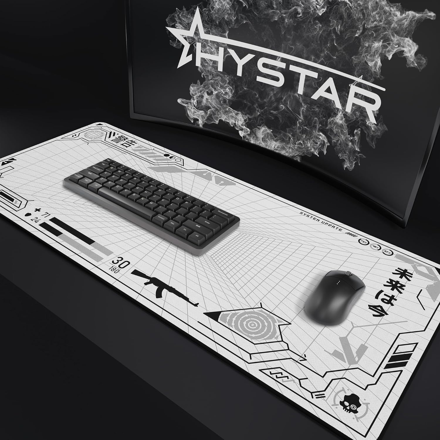 Hystar® Extended Gaming Mouse Pad | XXXL 45" x 20" | 5mm Thick, Waterproof Surface, Smooth Polyester Fabric, and Natural Rubber Base | Mainframe (Light) - Image 6
