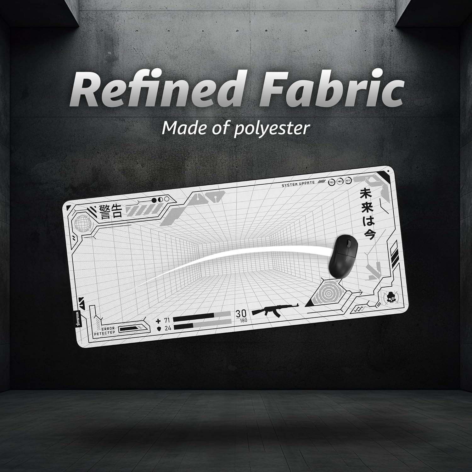 Hystar® Extended Gaming Mouse Pad | XXXL 45" x 20" | 5mm Thick, Waterproof Surface, Smooth Polyester Fabric, and Natural Rubber Base | Mainframe (Light) - Image 3