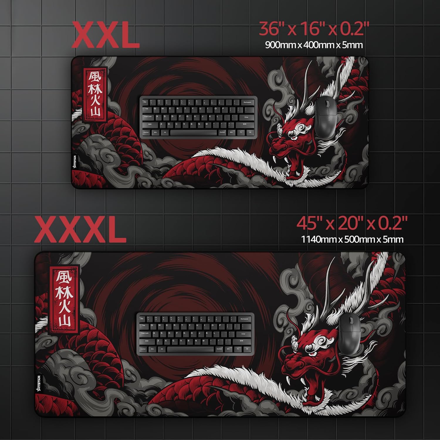 Hystar Extended Gaming Mouse Pad | XXXL 45" x 20" | 5mm Thick, Waterproof Surface, Smooth Polyester Fabric, and Natural Rubber Base | Mythic Dragon - Image 7