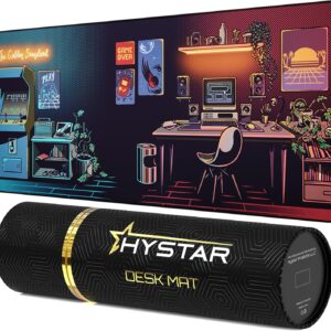 Hystar® Extended Gaming Mouse Pad | XXXL 45" x 20" | 5mm Thick, Waterproof Surface, Smooth Polyester Fabric, and Natural Rubber Base | Nostalgia