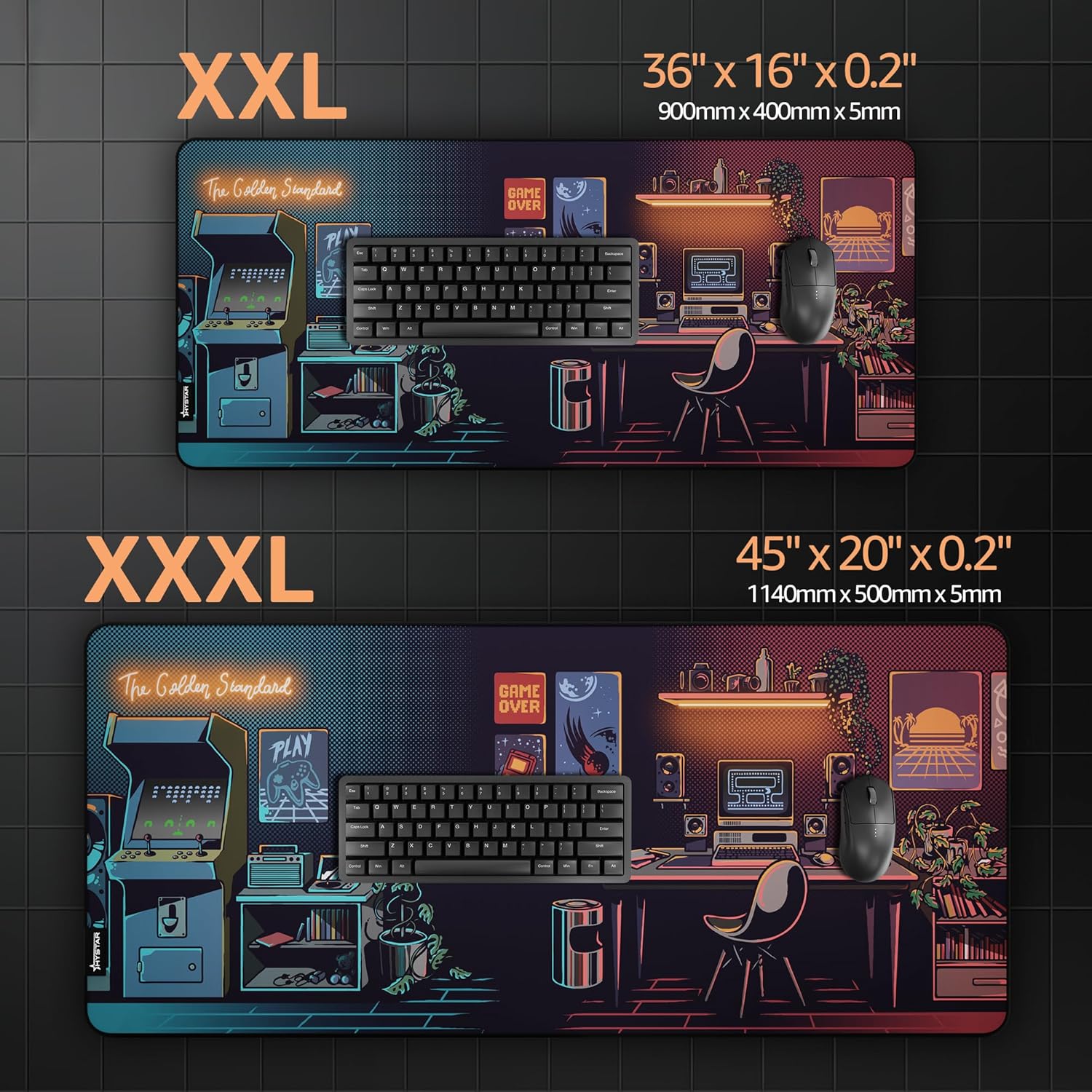 Hystar® Extended Gaming Mouse Pad | XXXL 45" x 20" | 5mm Thick, Waterproof Surface, Smooth Polyester Fabric, and Natural Rubber Base | Nostalgia - Image 7