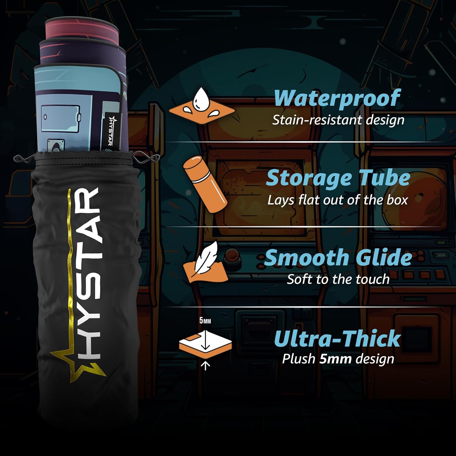 Hystar® Extended Gaming Mouse Pad | XXXL 45" x 20" | 5mm Thick, Waterproof Surface, Smooth Polyester Fabric, and Natural Rubber Base | Nostalgia - Image 2