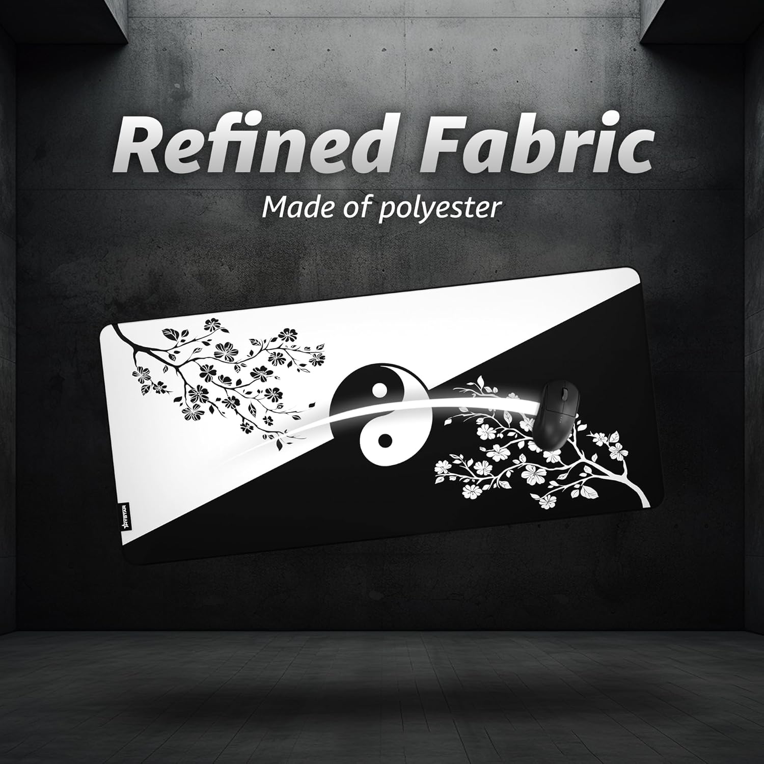 Hystar® Extended Gaming Mouse Pad | XXXL 45" x 20" | 5mm Thick, Waterproof Surface, Smooth Polyester Fabric, and Natural Rubber Base | Yin Yang - Image 3