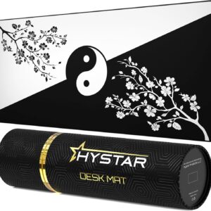 Hystar® Extended Gaming Mouse Pad | XXXL 45" x 20" | 5mm Thick, Waterproof Surface, Smooth Polyester Fabric, and Natural Rubber Base | Yin Yang