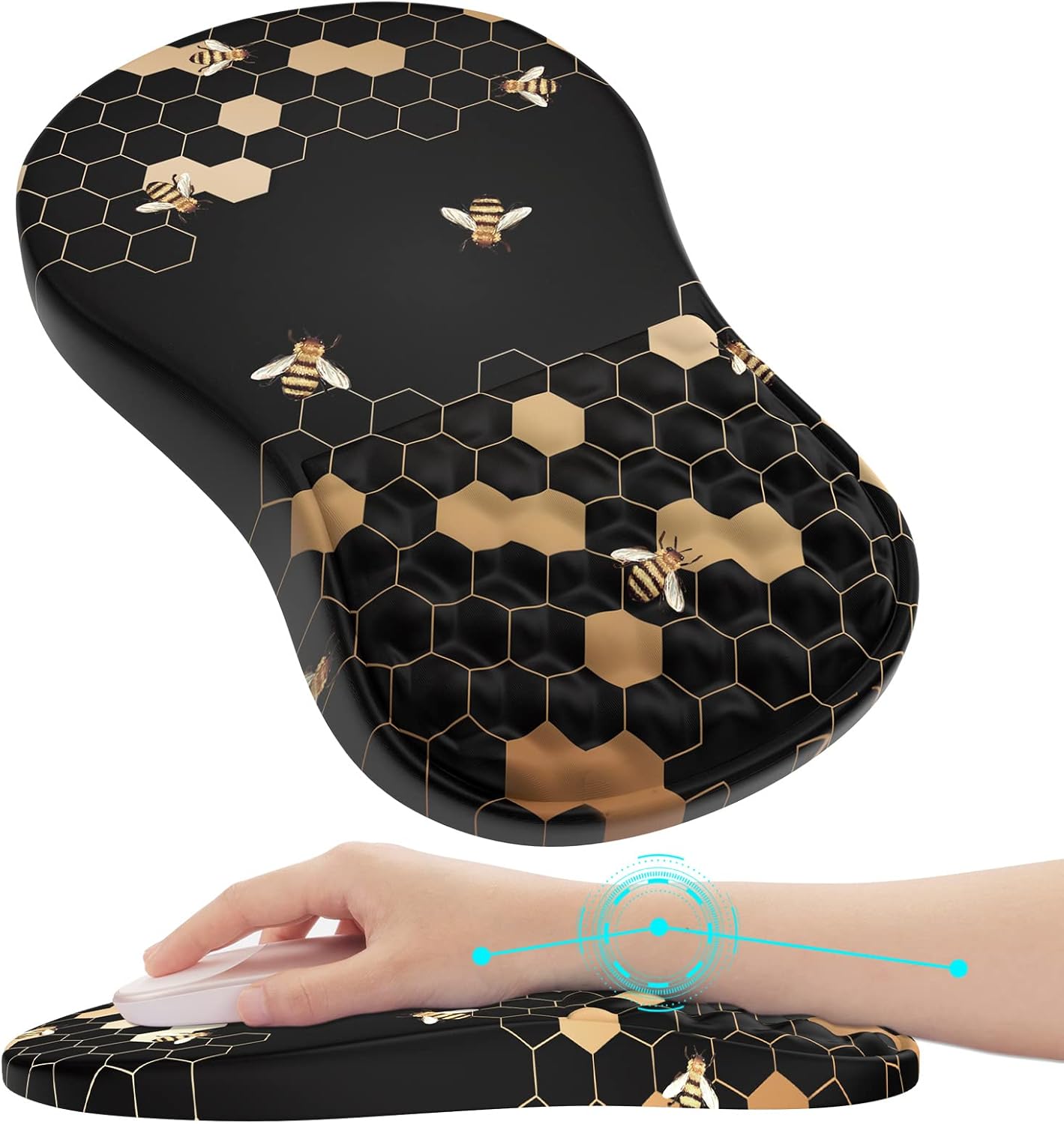 iCasso 5in1 Large Gaming Mouse Pad with Wrist Rest+Coaster, XXL Desk Mat and Keyboard Wrist Rest Set with Ergonomic Design for Home Office - Image 3