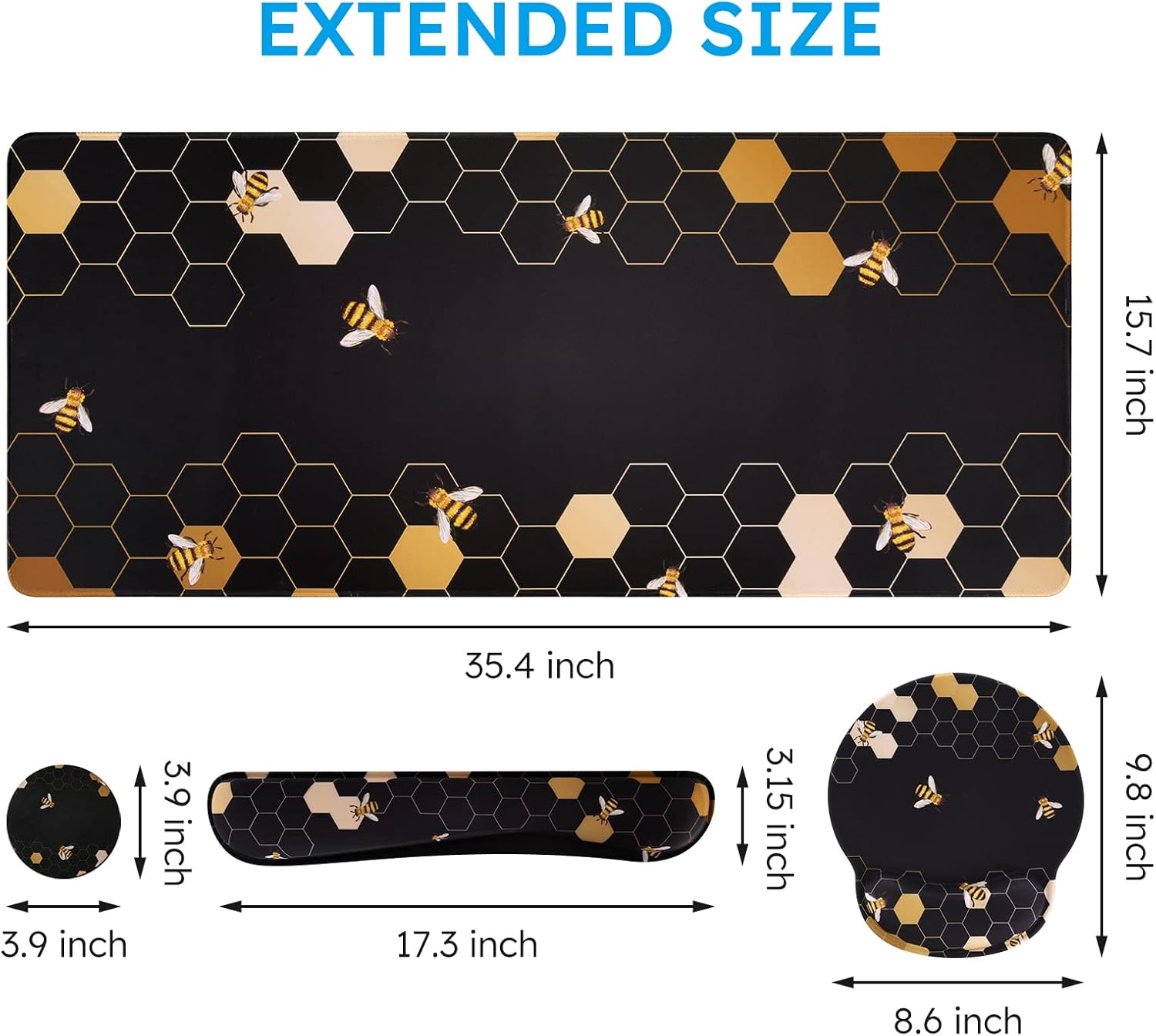 iCasso 5in1 Large Gaming Mouse Pad with Wrist Rest+Coaster, XXL Desk Mat and Keyboard Wrist Rest Set with Ergonomic Design for Home Office - Image 4