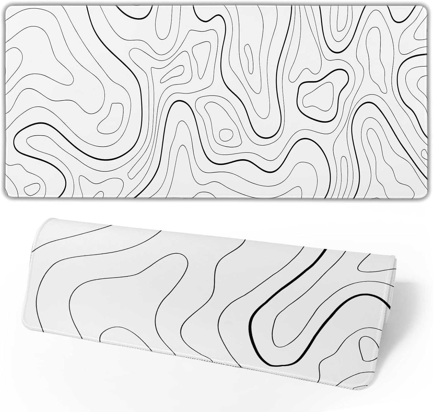 Japanese Gaming Mouse Pad Black Mouse Pad Kanagawa Large Mousepad Non-Slip Rubber Base Waterproof with Stitched Edges for Gaming Office Home, 31.5x11.8 Inch (Black Wave) - Image 24