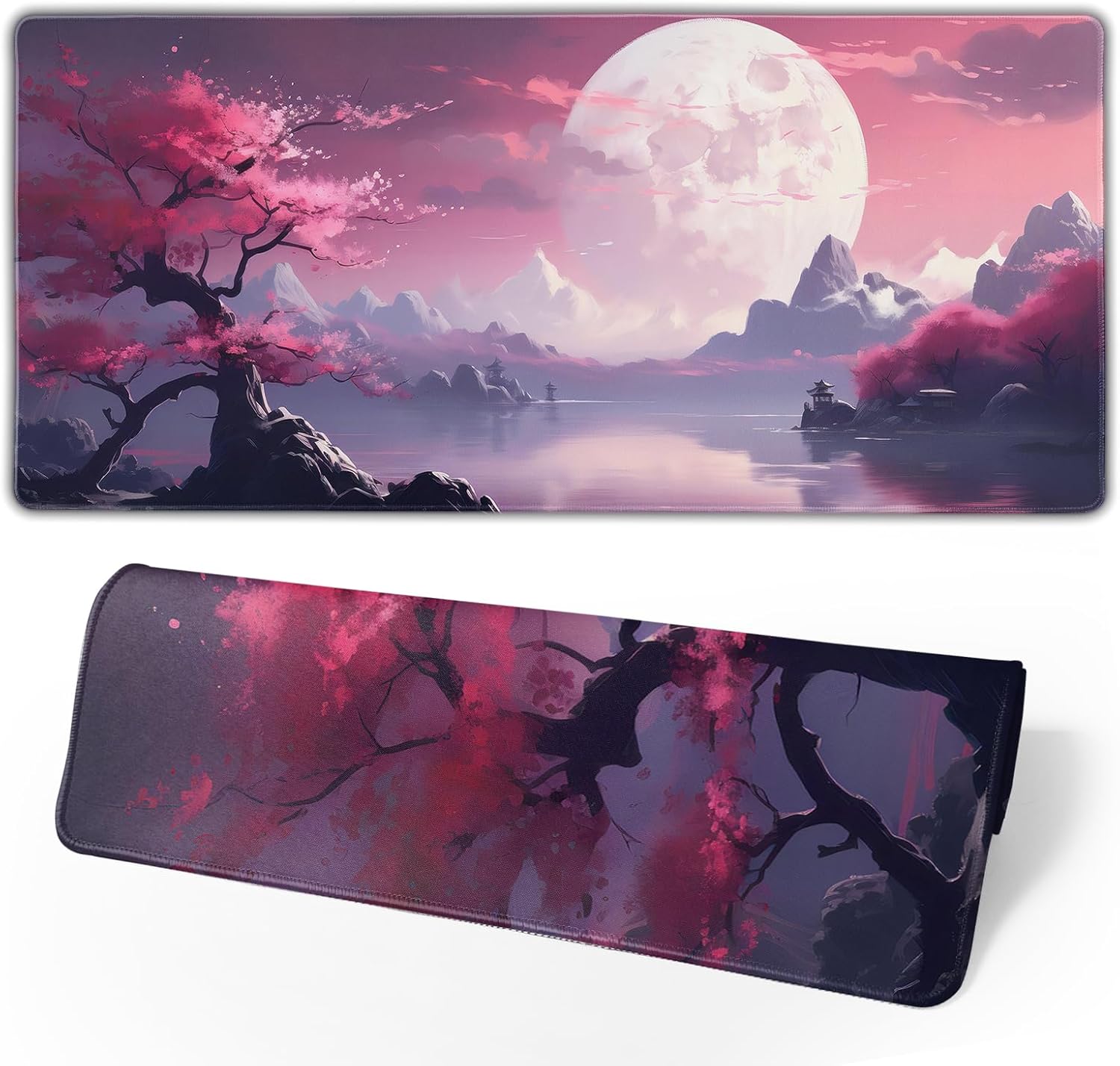 Japanese Gaming Mouse Pad Black Mouse Pad Kanagawa Large Mousepad Non-Slip Rubber Base Waterproof with Stitched Edges for Gaming Office Home, 31.5x11.8 Inch (Black Wave) - Image 23