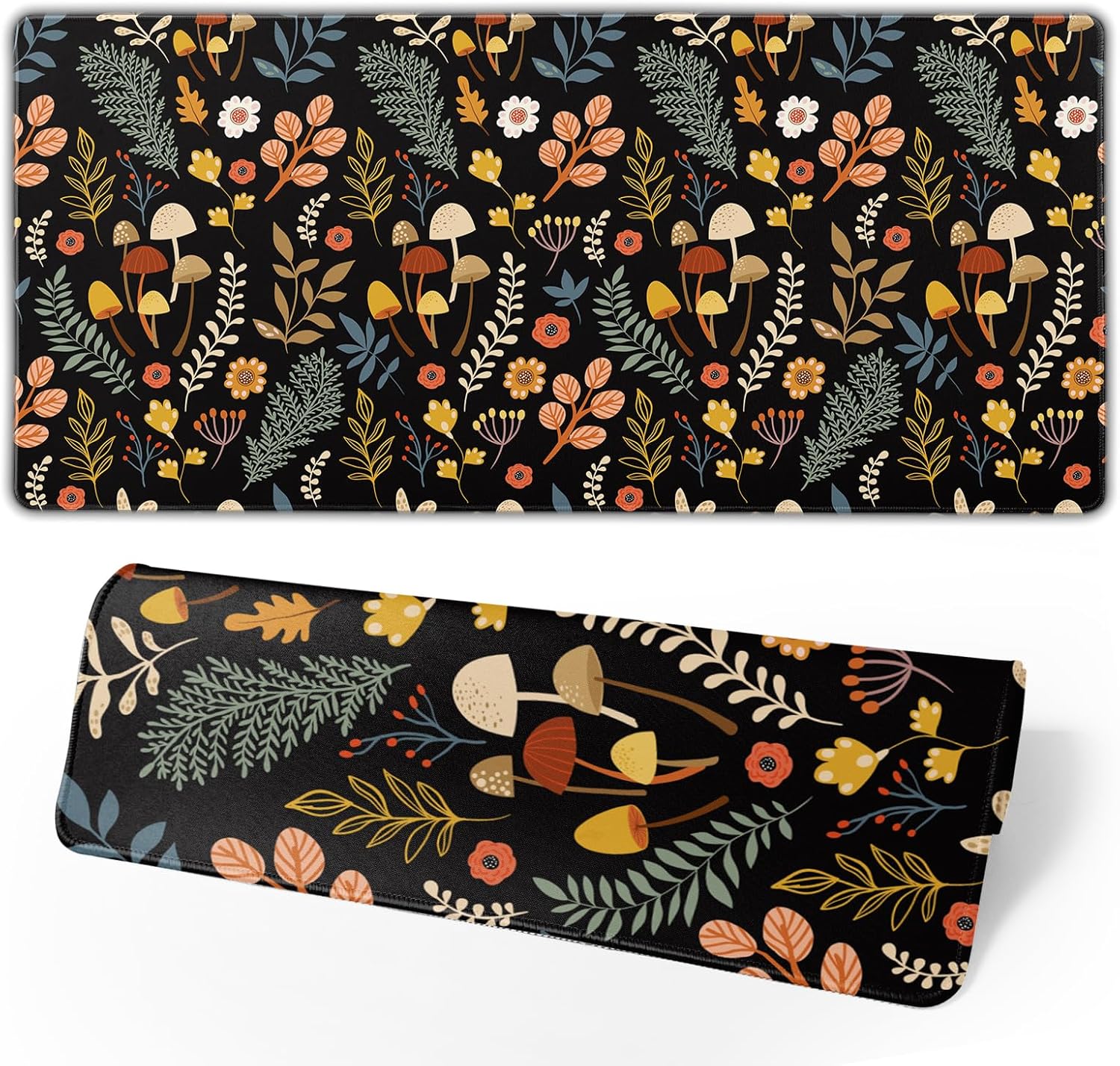 Japanese Gaming Mouse Pad Black Mouse Pad Kanagawa Large Mousepad Non-Slip Rubber Base Waterproof with Stitched Edges for Gaming Office Home, 31.5x11.8 Inch (Black Wave) - Image 14