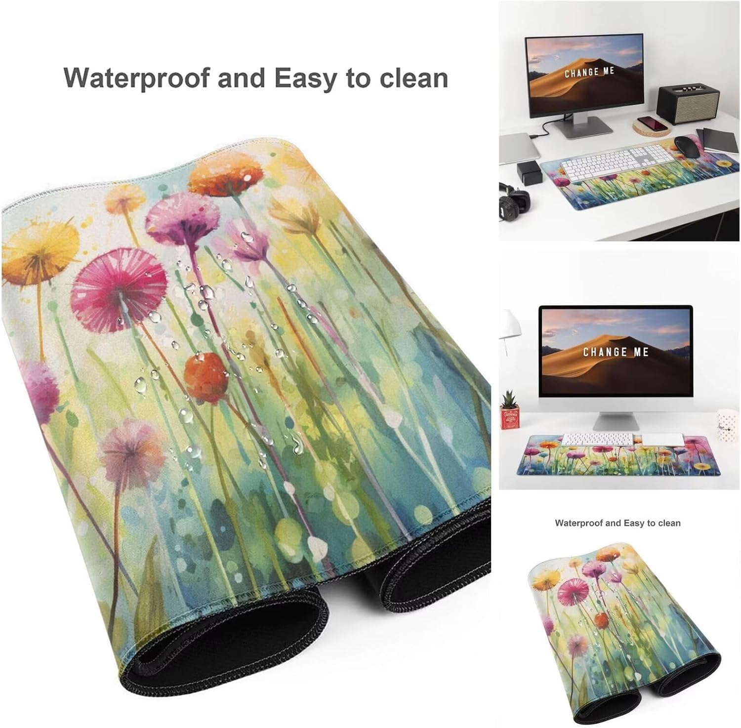 Large Mouse Pad 39.4x19.7 inch, Dandelion Mouse Pad with Non-Slip Rubber Base, Colourful Mousepad Desk Mat with Stitched Edges, Gaming Mousepad Waterproof Desk Mat for Keyboard, Office Supplies Q987 - Image 6