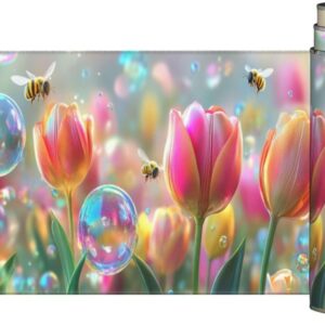 Large Mouse Pad 47.2x23.6 inch, Tulip Mouse Pad with Non-Slip Rubber Base, Mystery Mousepad Desk Mat with Stitched Edges, Gaming Mousepad Waterproof Desk Mat for Keyboard, Office Computer, Home Q639