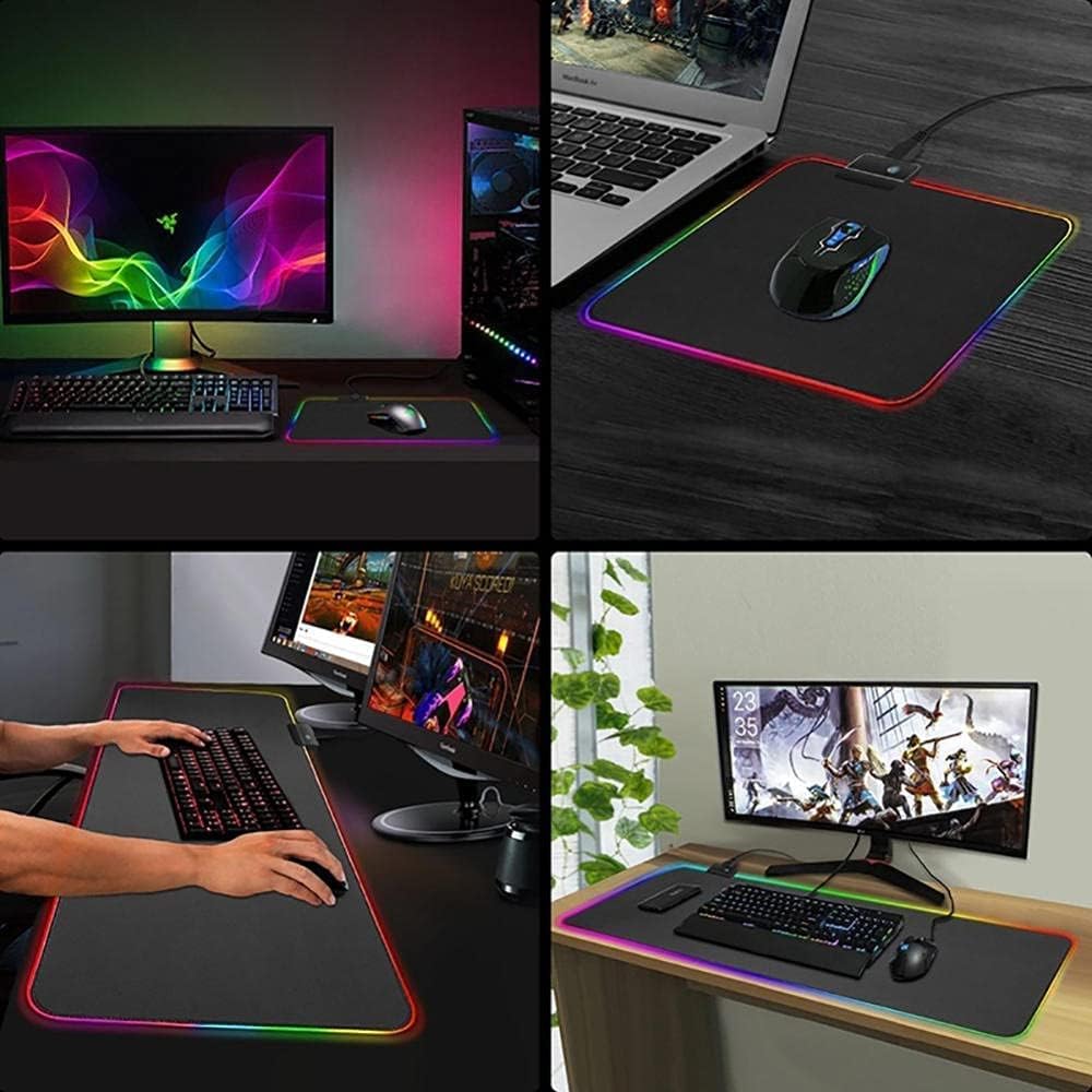 Large RGB Gaming Mouse Pad,USB Mousepad LED Desk Mat,14 Light Modes Extended Keyboard Mat with Durable Stitched Edges and Non-Slip Rubber Base (Size : 300x800x4mm) - Image 7