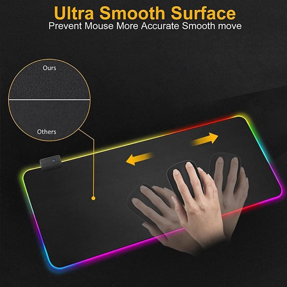 Large RGB Gaming Mouse Pad,USB Mousepad LED Desk Mat,14 Light Modes Extended Keyboard Mat with Durable Stitched Edges and Non-Slip Rubber Base (Size : 300x800x4mm) - Image 5