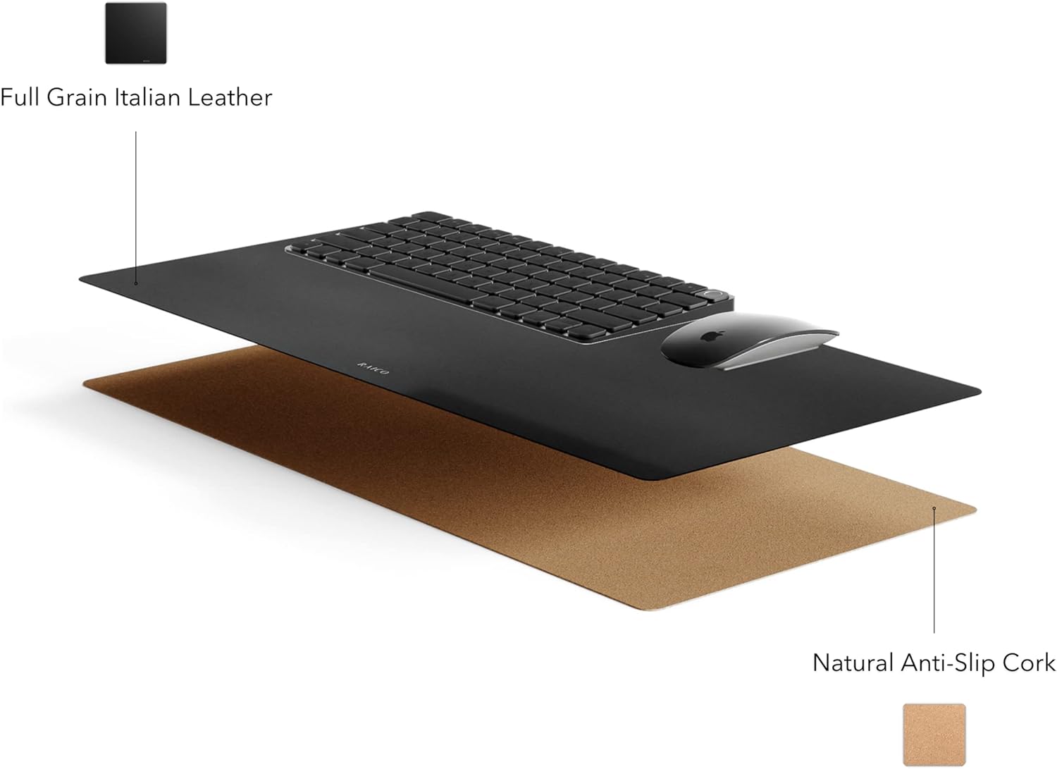 Leather Desk Mat Non Slip Large Mouse Pad Desk Blotter (Deep Black, Large - 33.5" x 15.7") - Image 8
