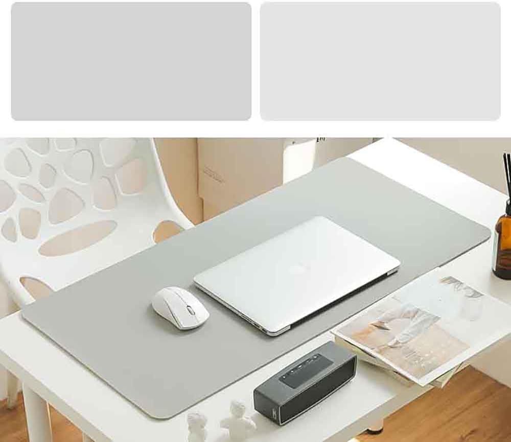 Leather Mouse Pad Work Mat Rustic Leather Mouse Pad Wood Mouse Pad, Waterproof Gaming Mouse Pad Mat for Computers, Laptop, Office Home (Blue Silver,40x60cm)